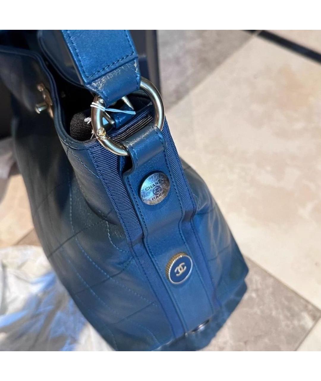 CHANEL Синяя кожаная сумка через плечо, фото 6
