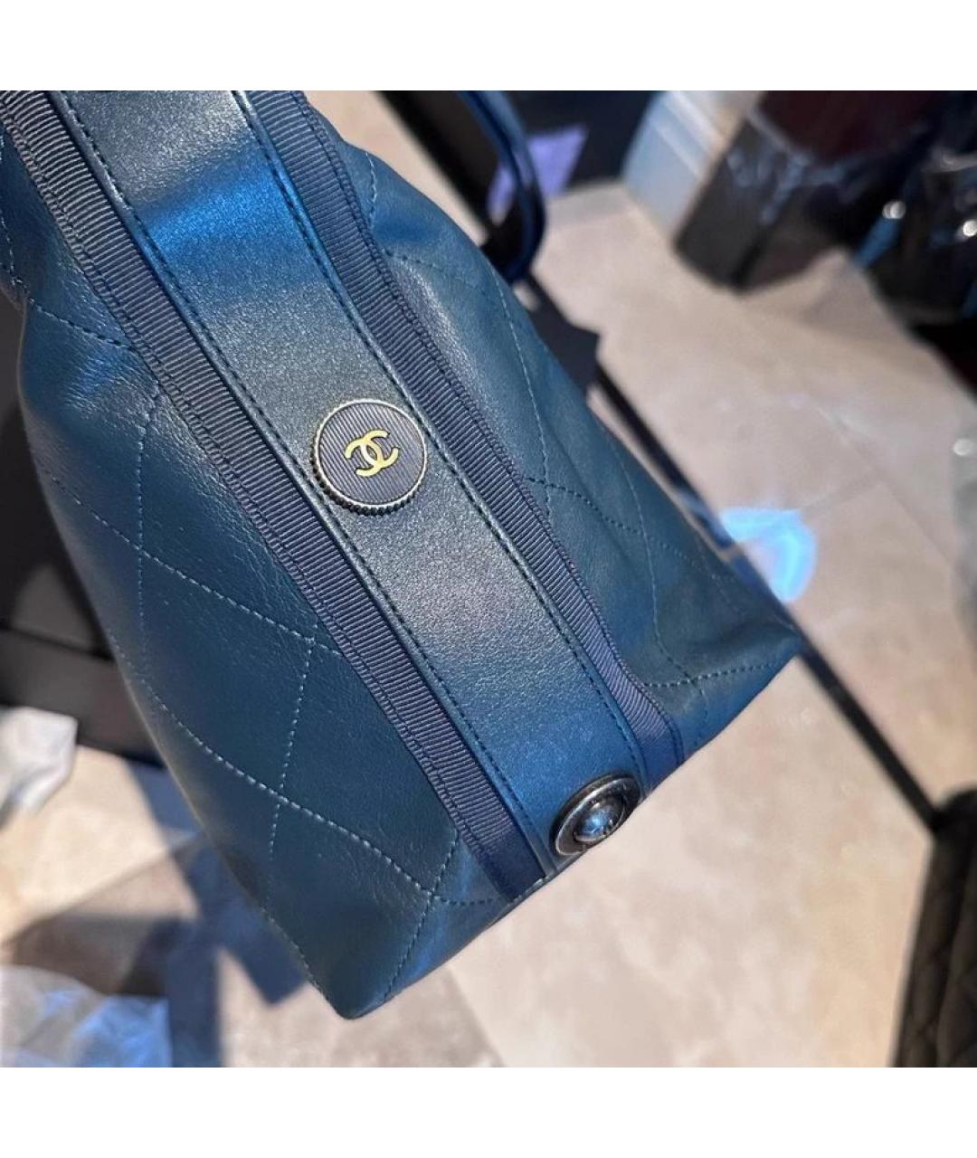 CHANEL Синяя кожаная сумка через плечо, фото 3
