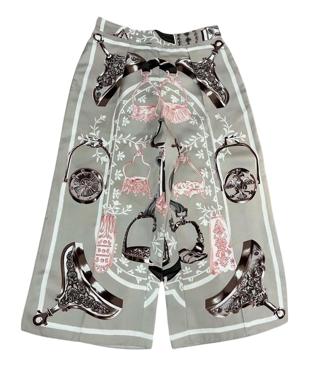 HERMES Серые шелковые кюлоты, фото 1