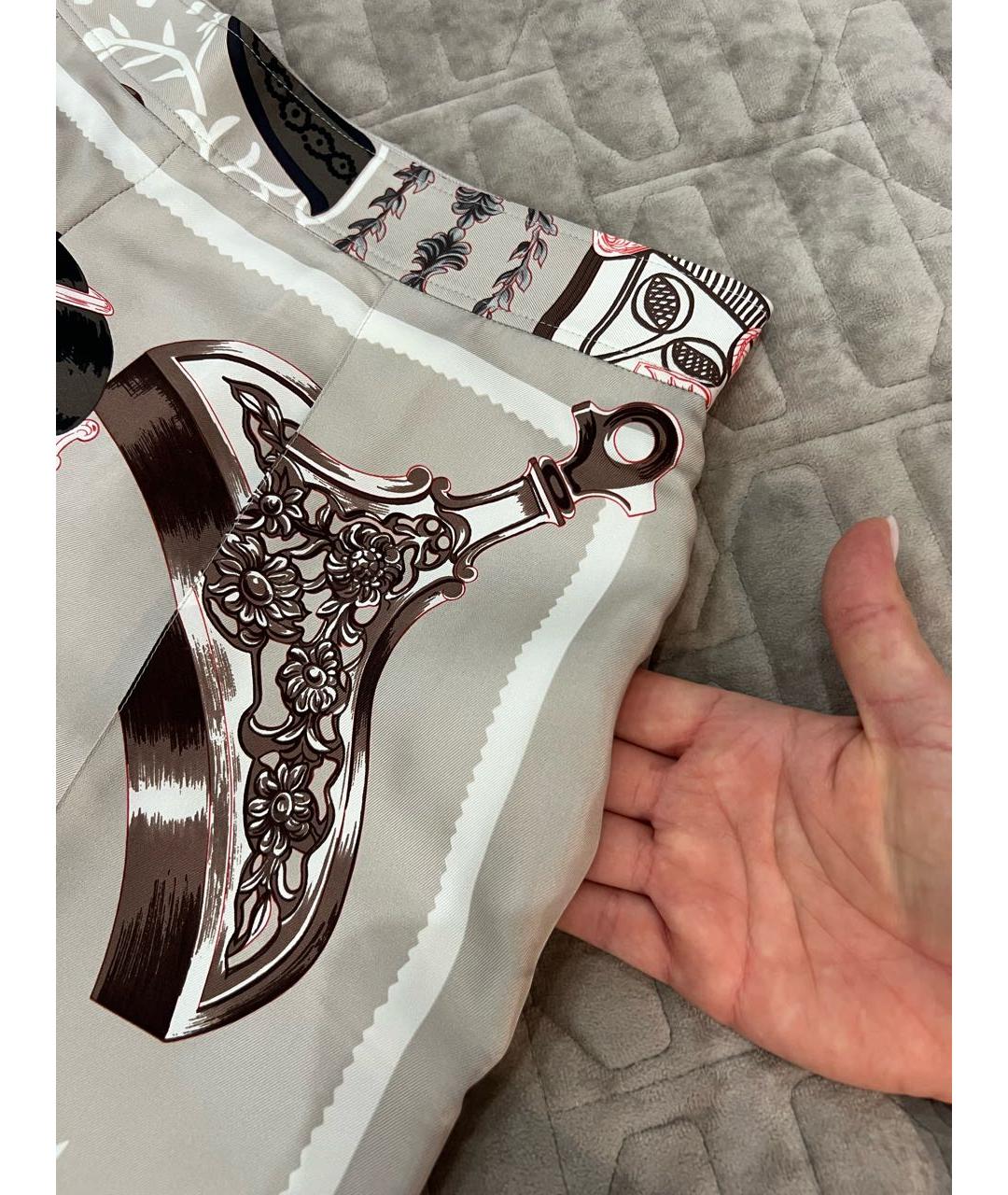 HERMES Серые шелковые кюлоты, фото 2