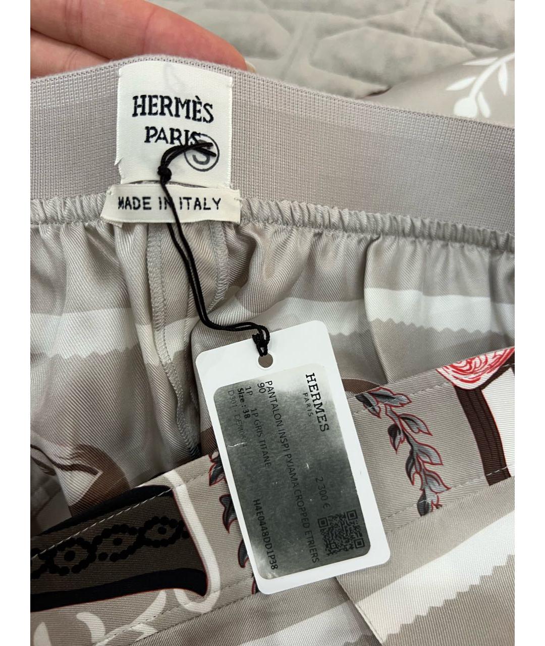 HERMES Серые шелковые кюлоты, фото 7