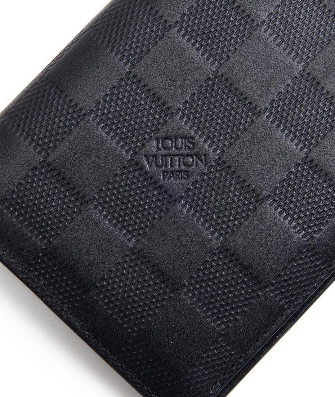 LOUIS VUITTON Черный кожаный кошелек, фото 3