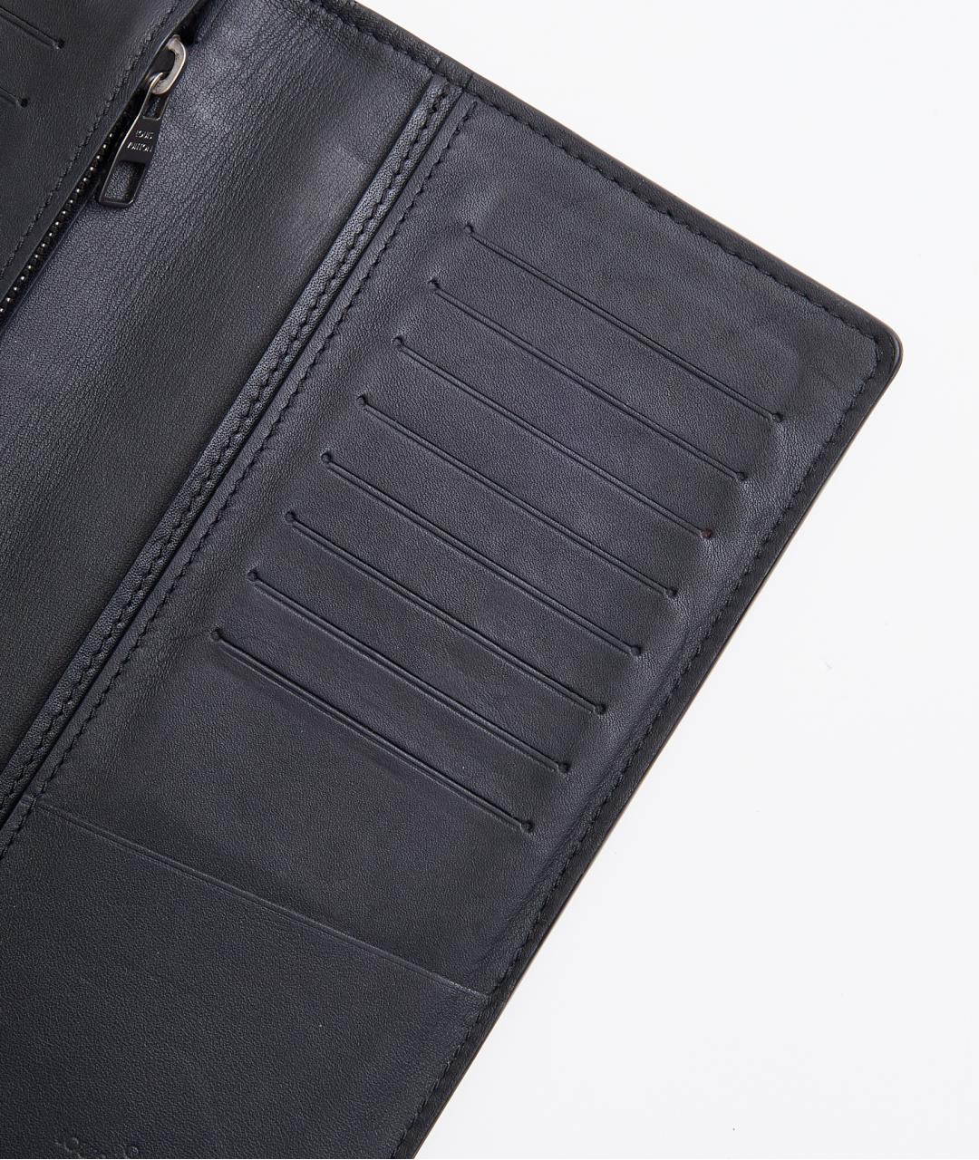 LOUIS VUITTON Черный кожаный кошелек, фото 4