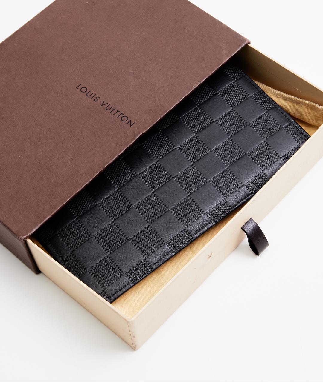 LOUIS VUITTON Черный кожаный кошелек, фото 7