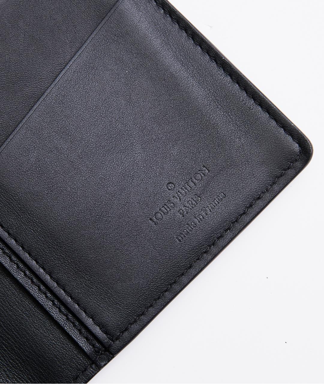 LOUIS VUITTON Черный кожаный кошелек, фото 6