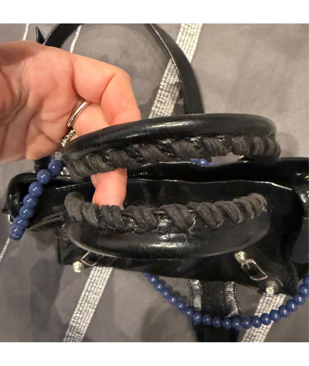 BALENCIAGA Черная кожаная сумка через плечо, фото 4