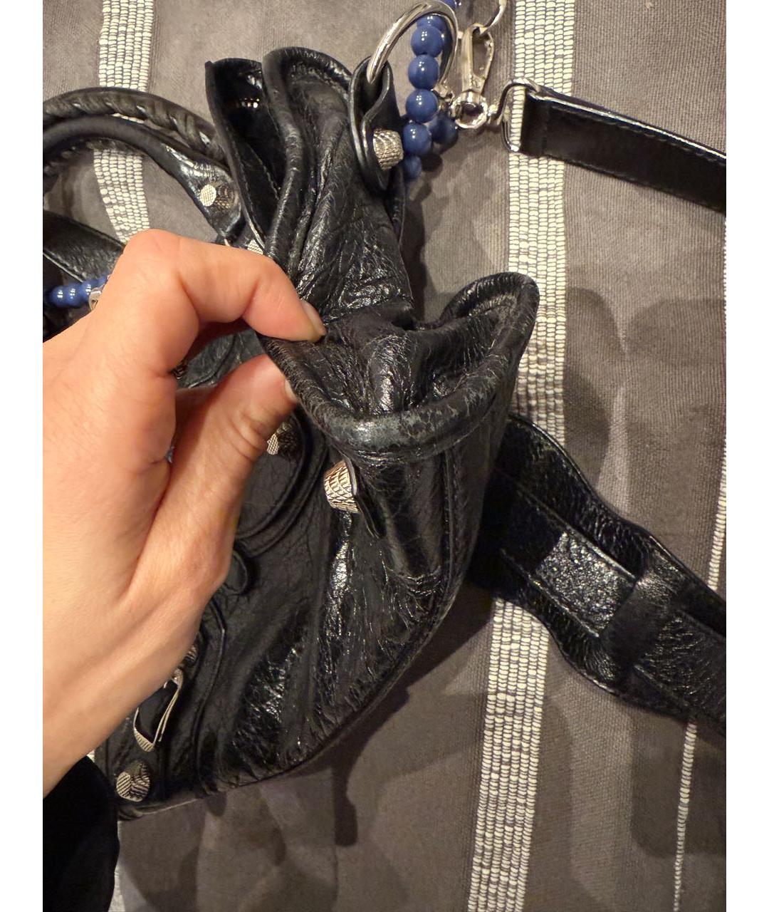 BALENCIAGA Черная кожаная сумка через плечо, фото 7