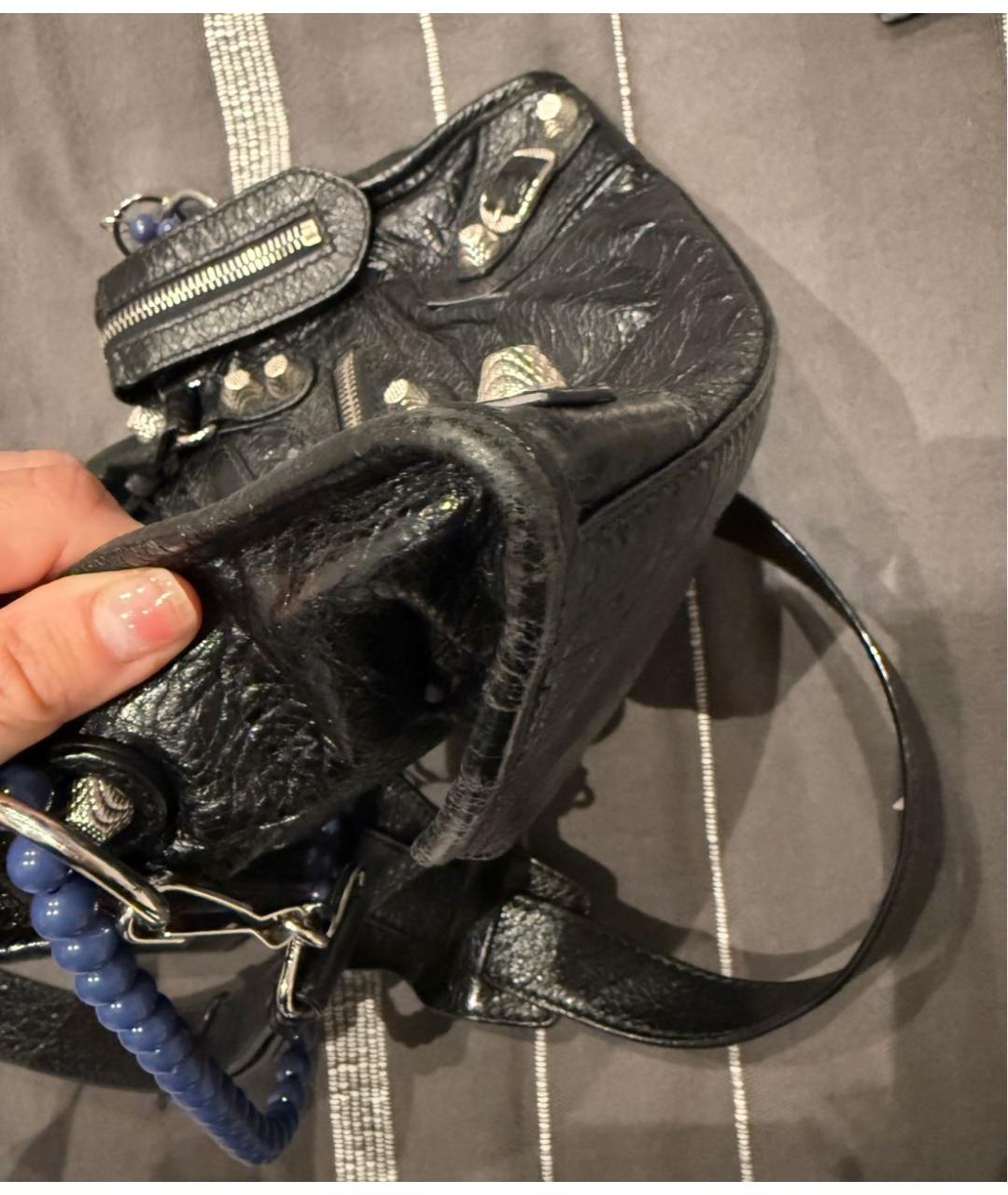 BALENCIAGA Черная кожаная сумка через плечо, фото 8