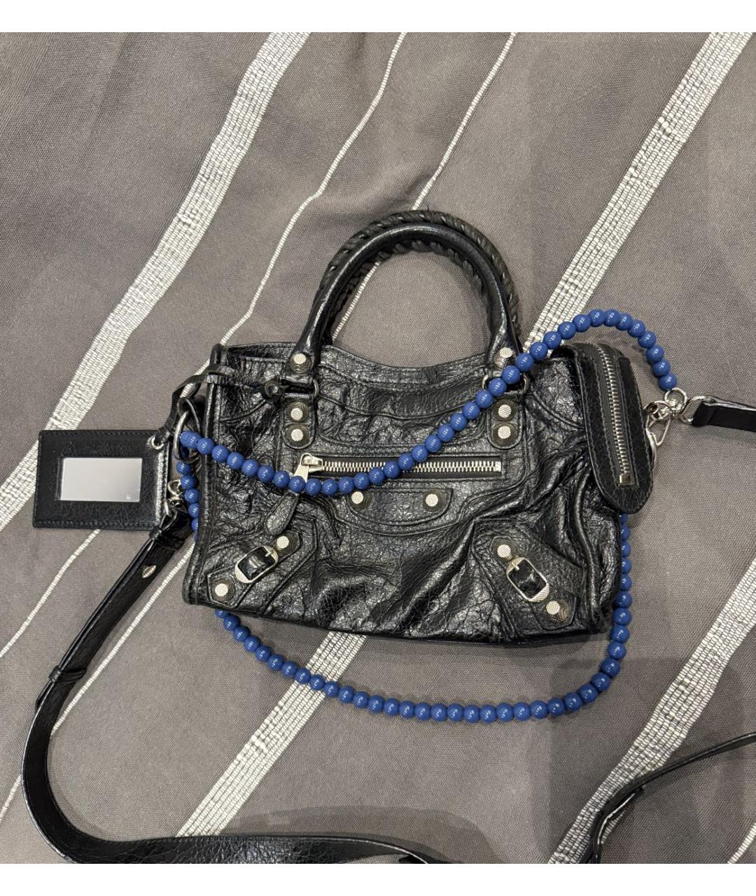 BALENCIAGA Черная кожаная сумка через плечо, фото 9