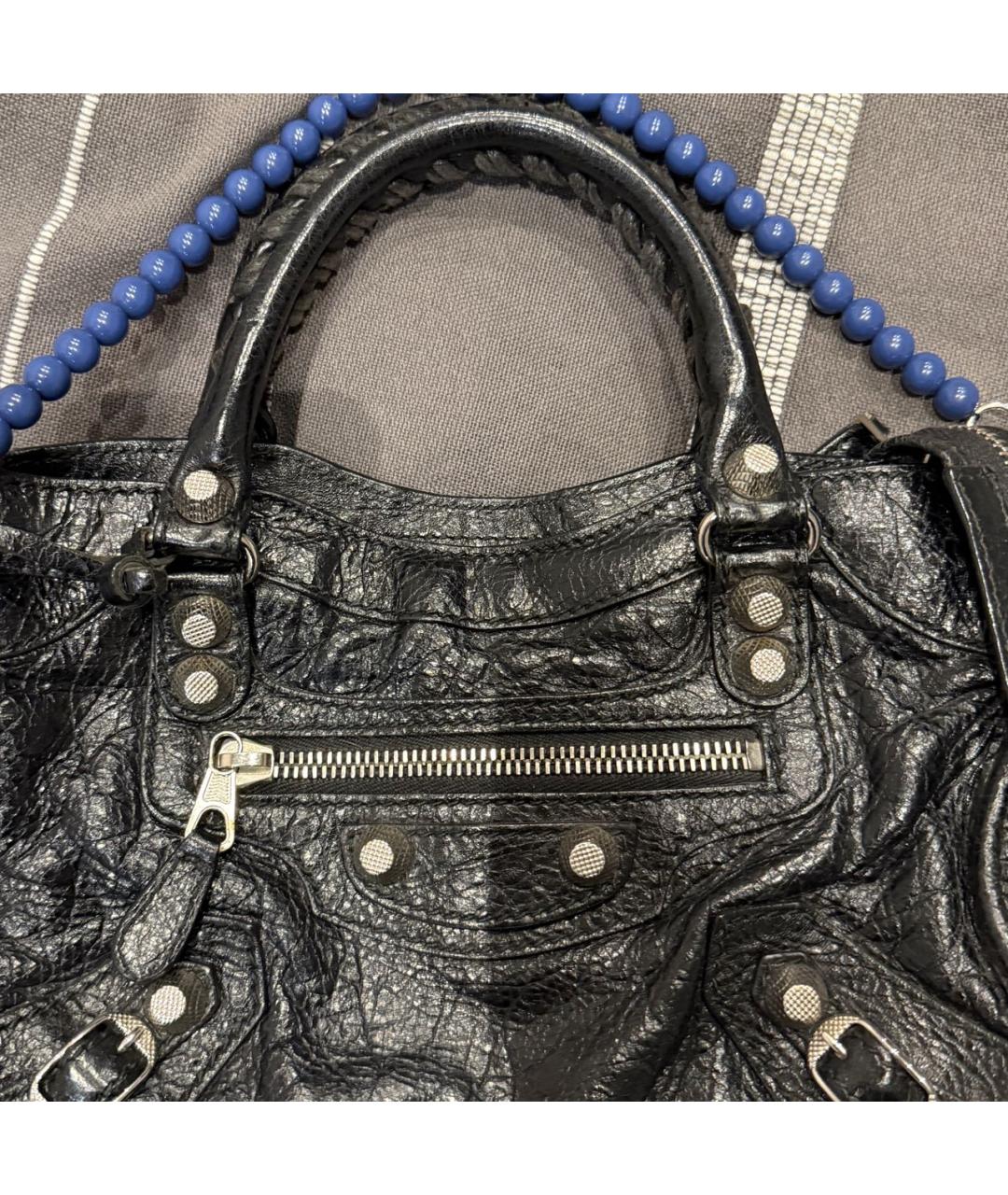 BALENCIAGA Черная кожаная сумка через плечо, фото 2