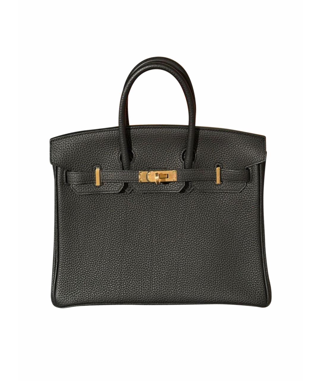 HERMES Черная кожаная сумка с короткими ручками, фото 1