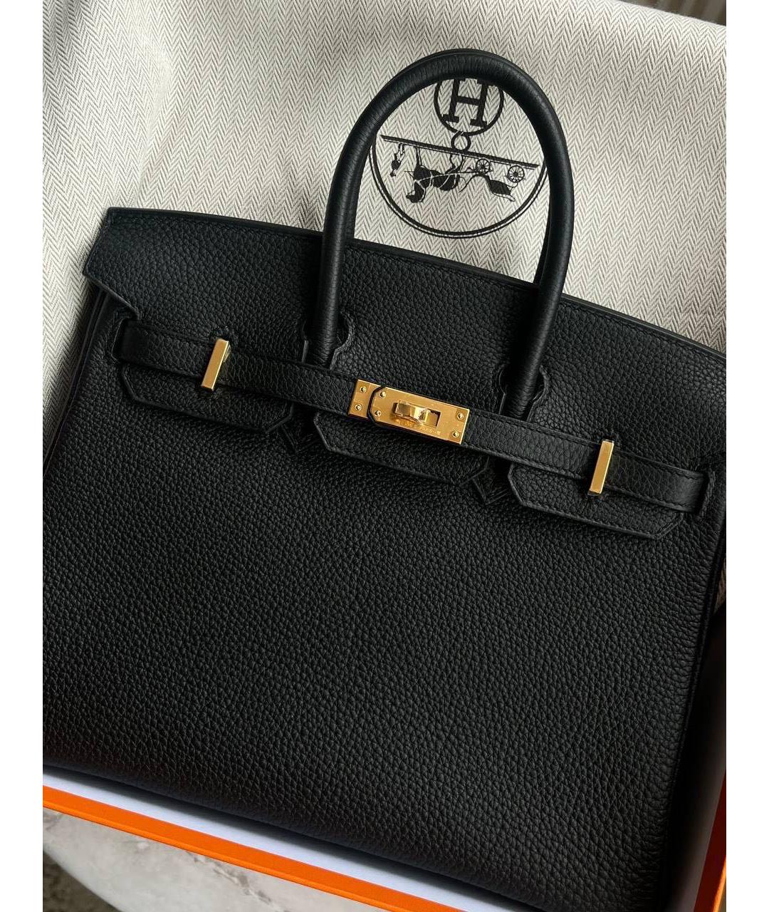 HERMES Черная кожаная сумка с короткими ручками, фото 2