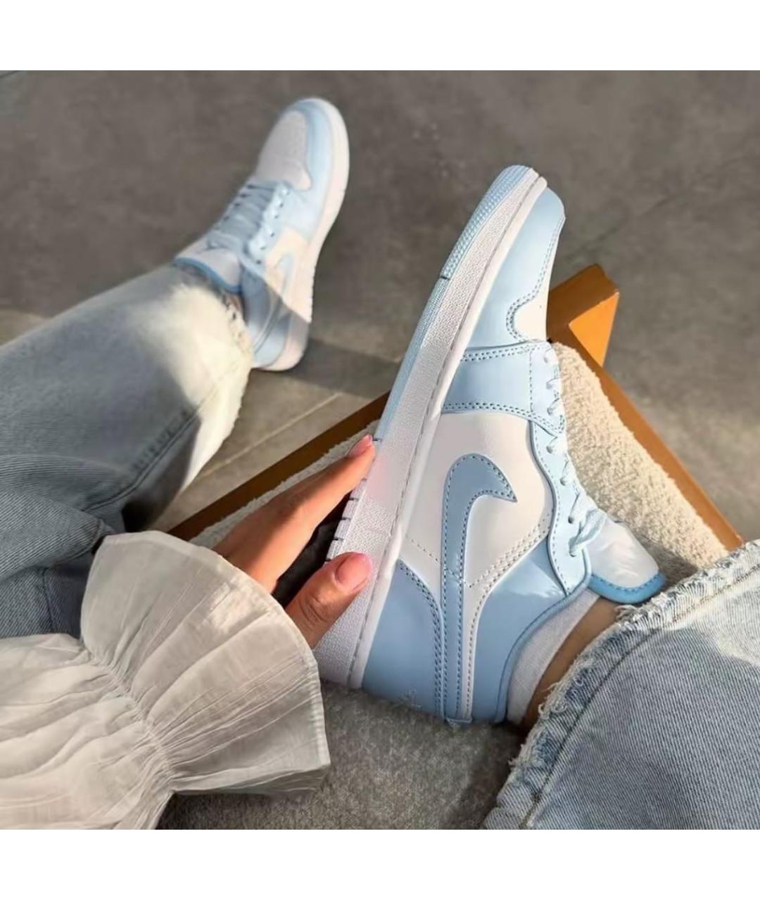 JORDAN Голубые кожаные кроссовки, фото 8