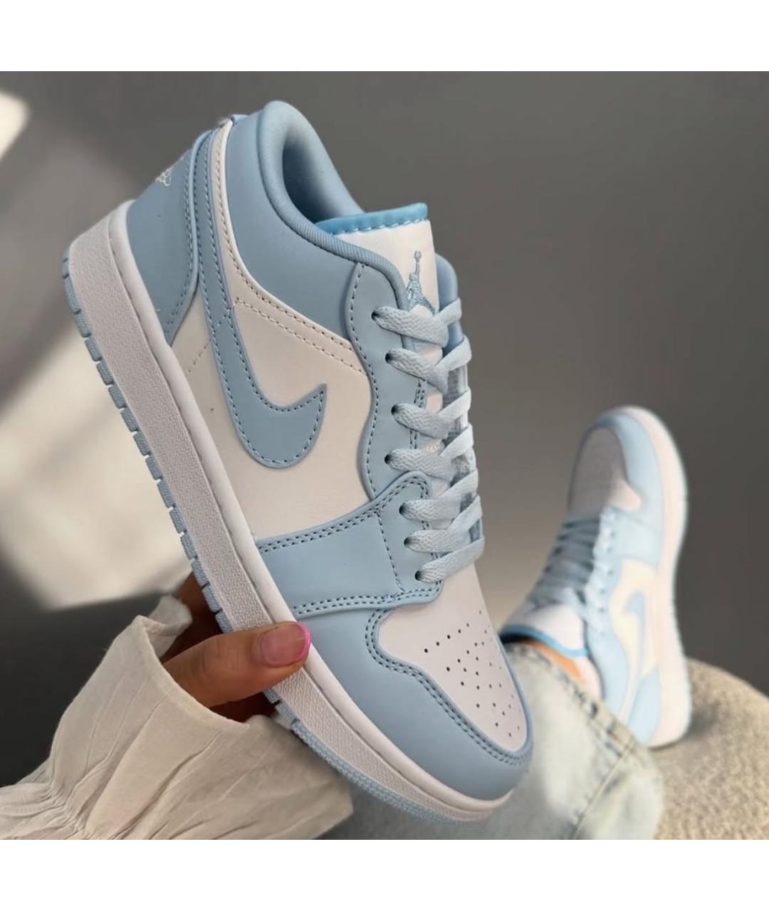 JORDAN Голубые кожаные кроссовки, фото 5