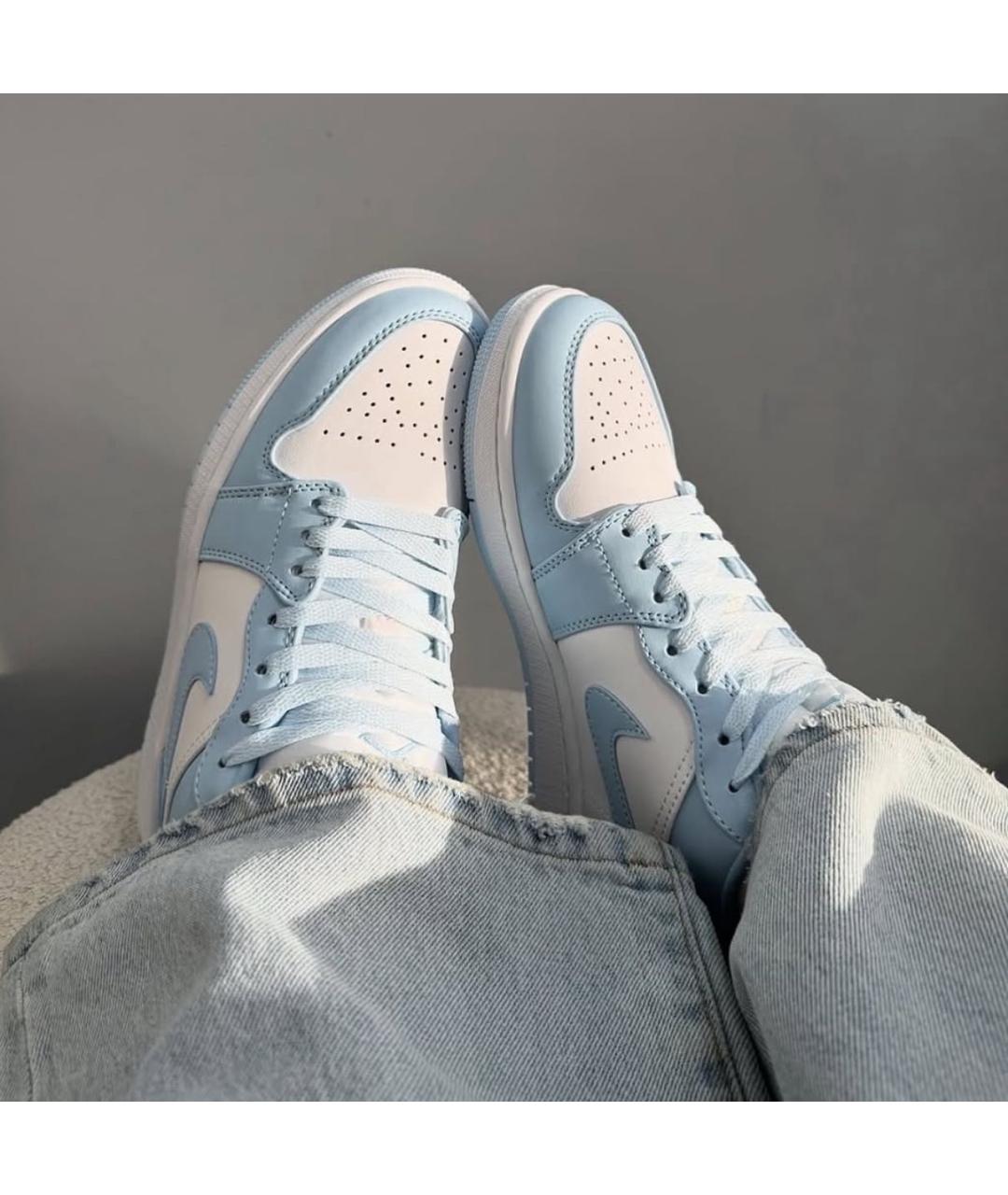 JORDAN Голубые кожаные кроссовки, фото 6