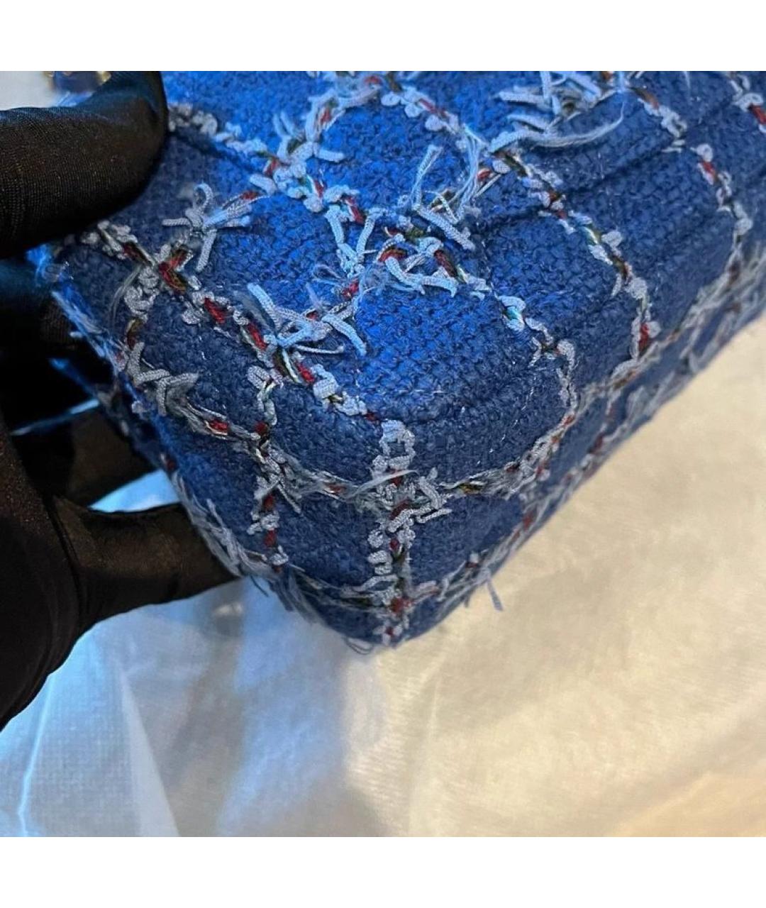 CHANEL Синяя твидовая сумка через плечо, фото 4