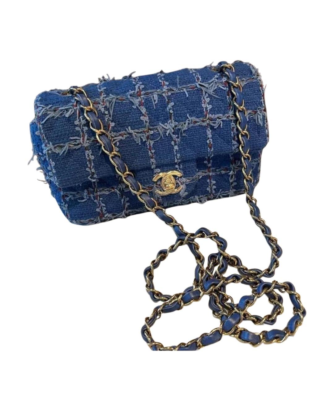 CHANEL Синяя твидовая сумка через плечо, фото 1