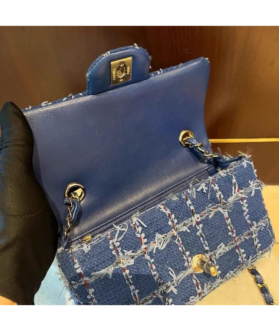 CHANEL Синяя твидовая сумка через плечо, фото 2