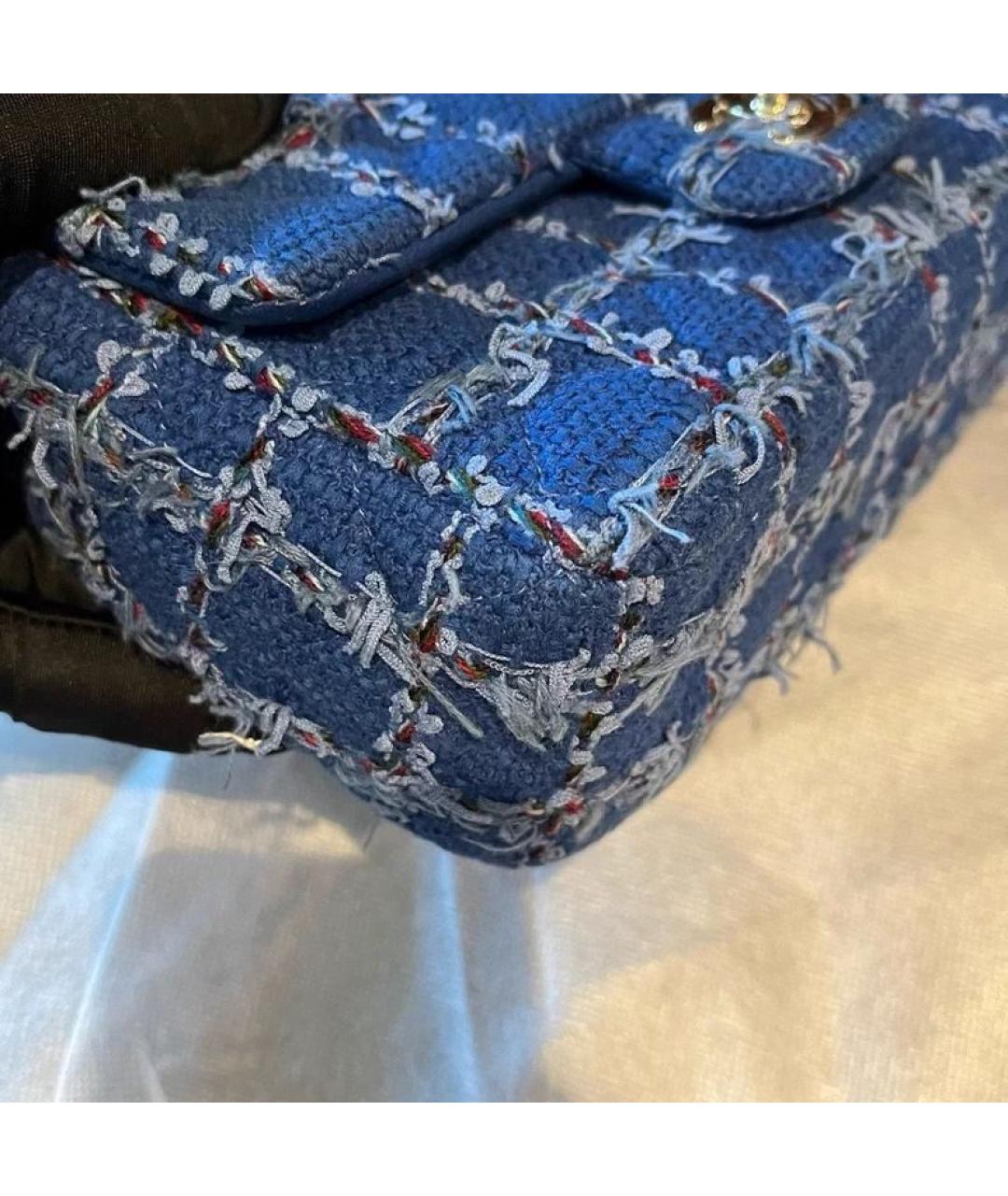 CHANEL Синяя твидовая сумка через плечо, фото 7