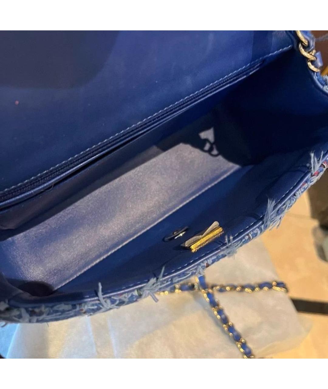 CHANEL Синяя твидовая сумка через плечо, фото 5