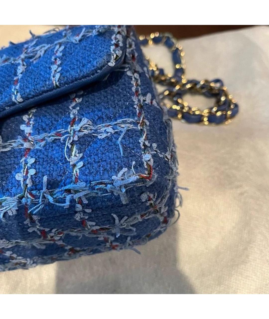CHANEL Синяя твидовая сумка через плечо, фото 8