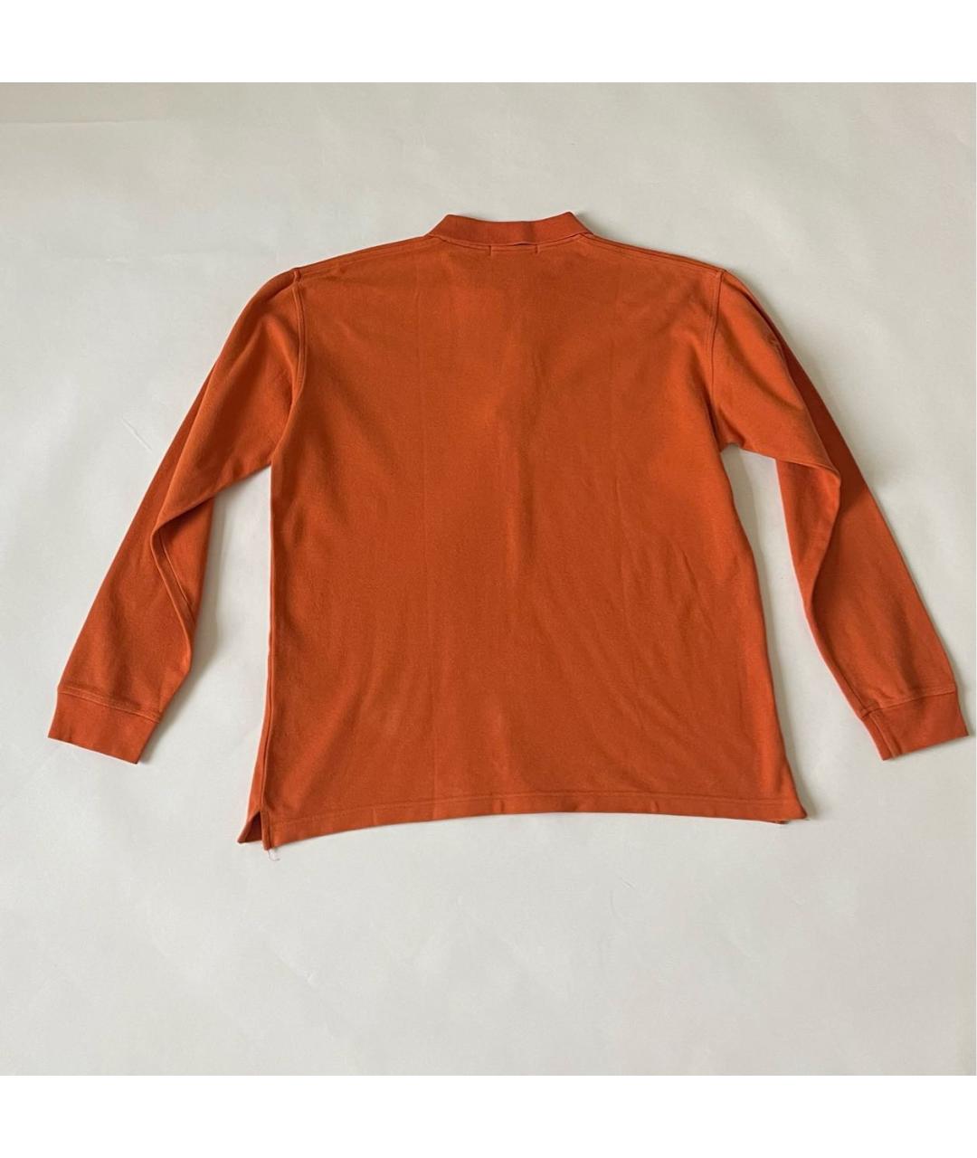 SAINT LAURENT Оранжевое хлопковое поло с длинным рукавом, фото 5