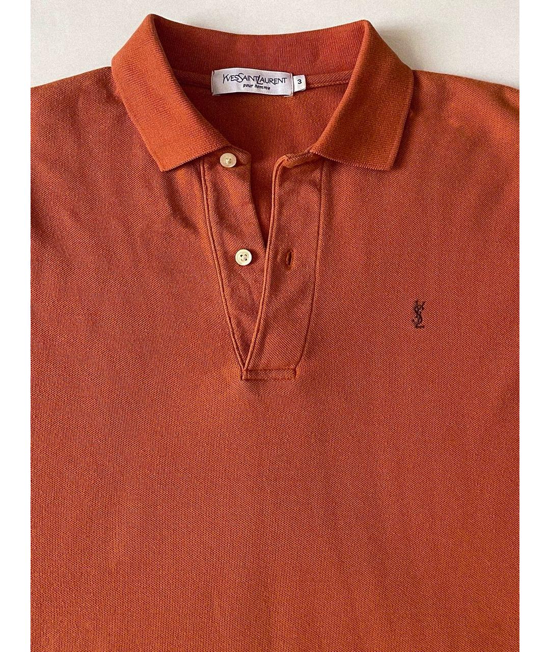 SAINT LAURENT Оранжевое хлопковое поло с длинным рукавом, фото 2