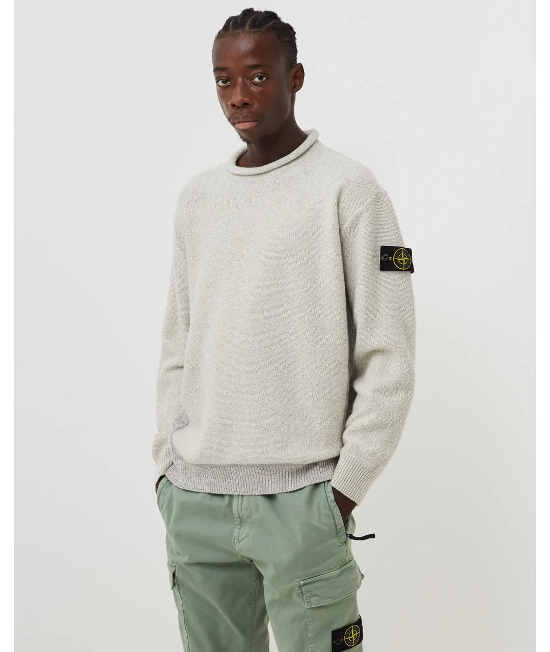 STONE ISLAND Белый шерстяной джемпер / свитер, фото 2