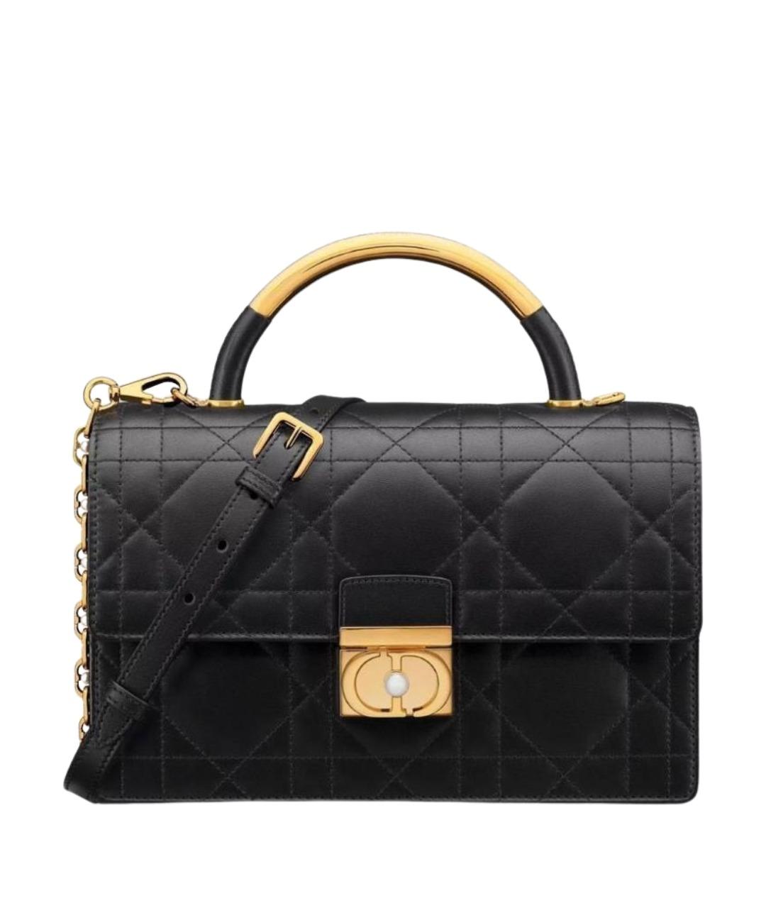 CHRISTIAN DIOR Черная кожаная сумка через плечо, фото 1