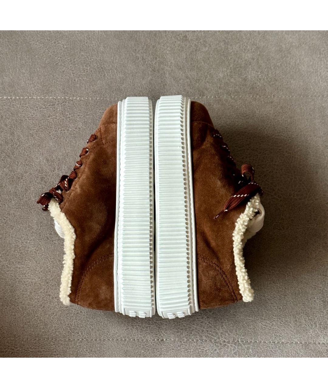 MIU MIU Коричневые замшевые кроссовки, фото 7