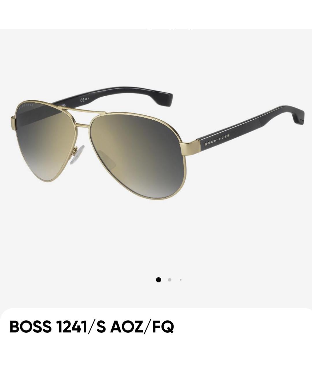 HUGO BOSS Золотые металлические солнцезащитные очки, фото 4