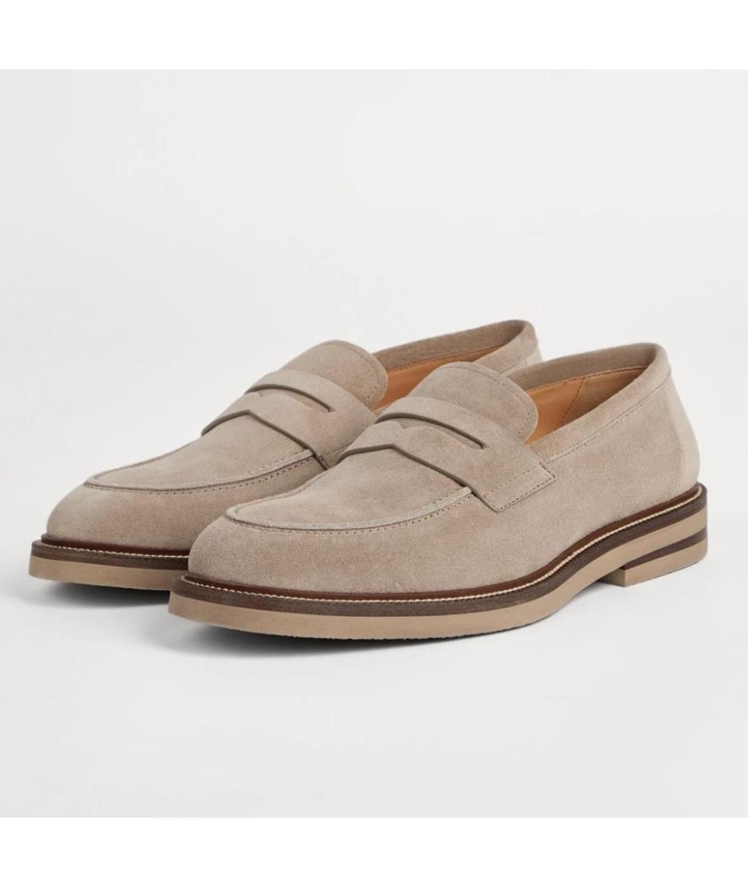 BRUNELLO CUCINELLI Бежевые замшевые лоферы, фото 4