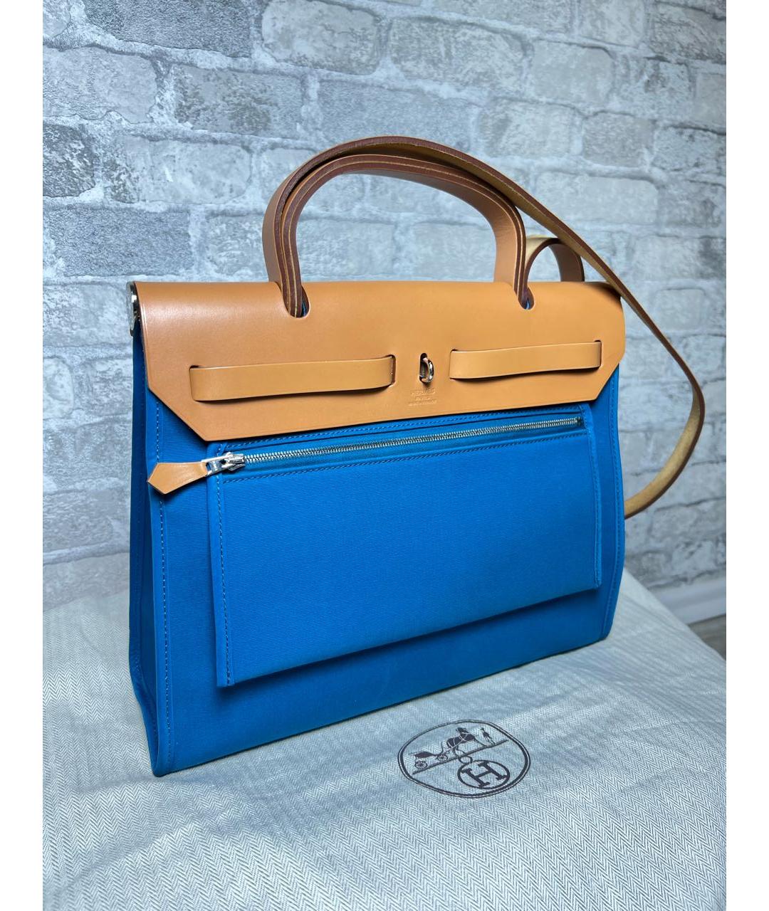 HERMES Синяя тканевая сумка через плечо, фото 4