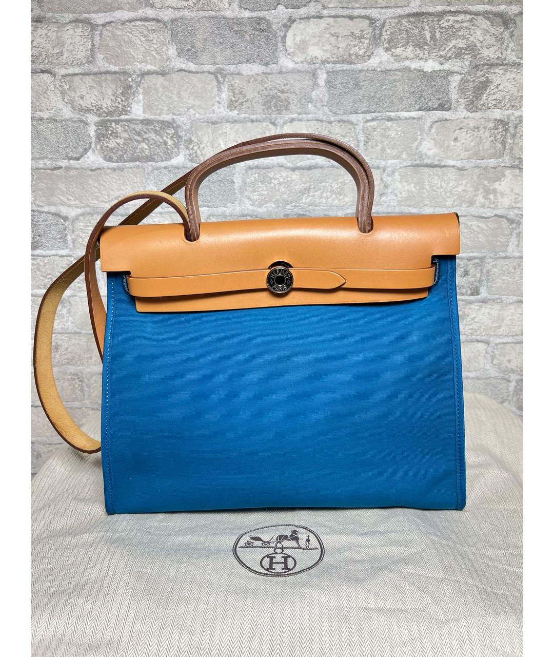 HERMES Синяя тканевая сумка через плечо, фото 9