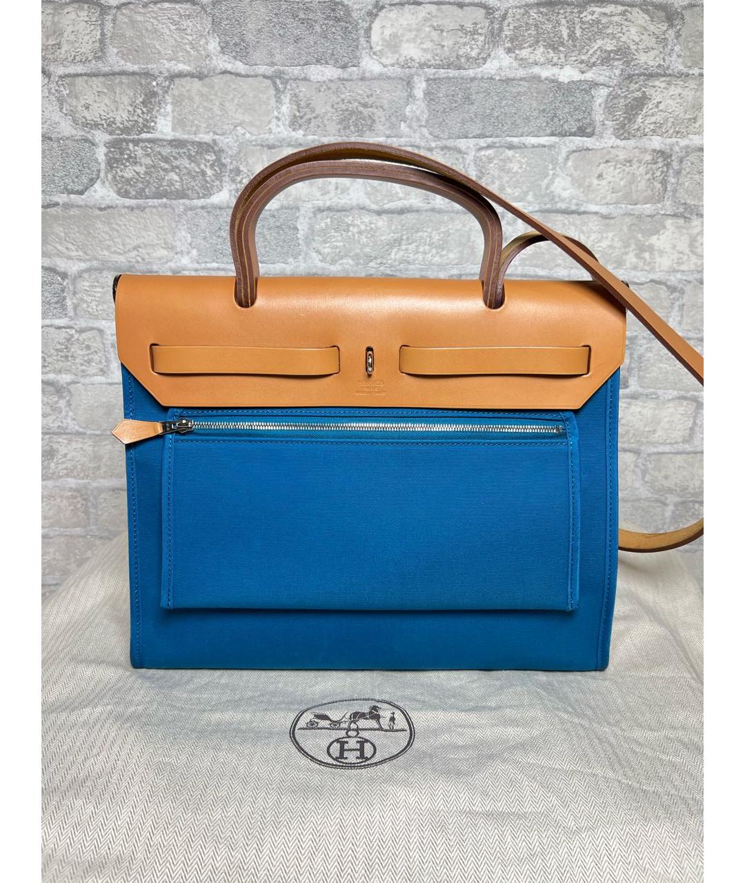 HERMES Синяя тканевая сумка через плечо, фото 3