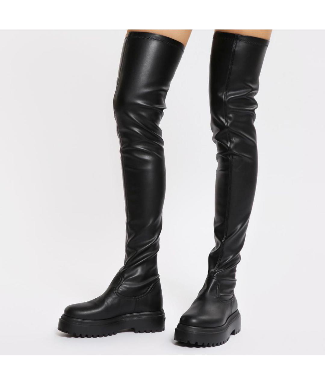 LE SILLA Черные ботфорты из искусственной кожи, фото 6