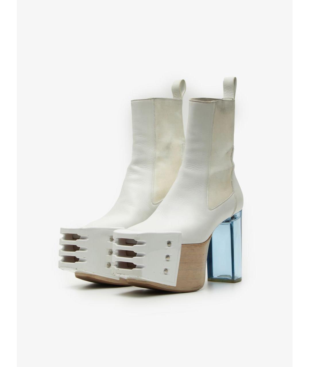 RICK OWENS Белые кожаные ботильоны, фото 2