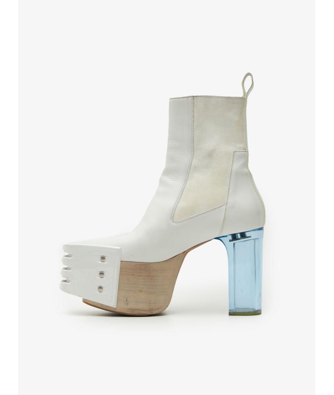 RICK OWENS Белые кожаные ботильоны, фото 3