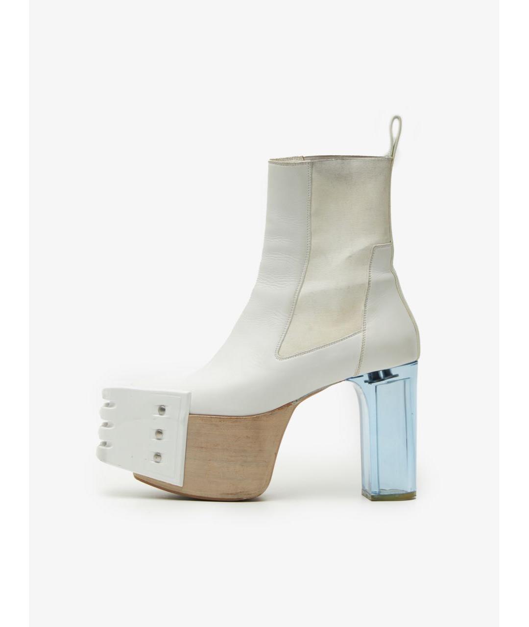 RICK OWENS Белые кожаные ботильоны, фото 8