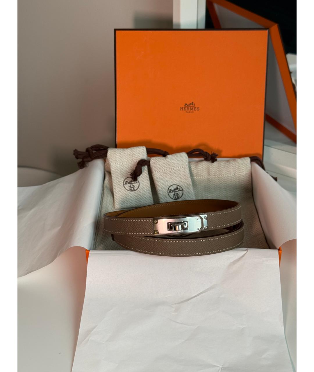 HERMES Коричневый кожаный ремень, фото 2