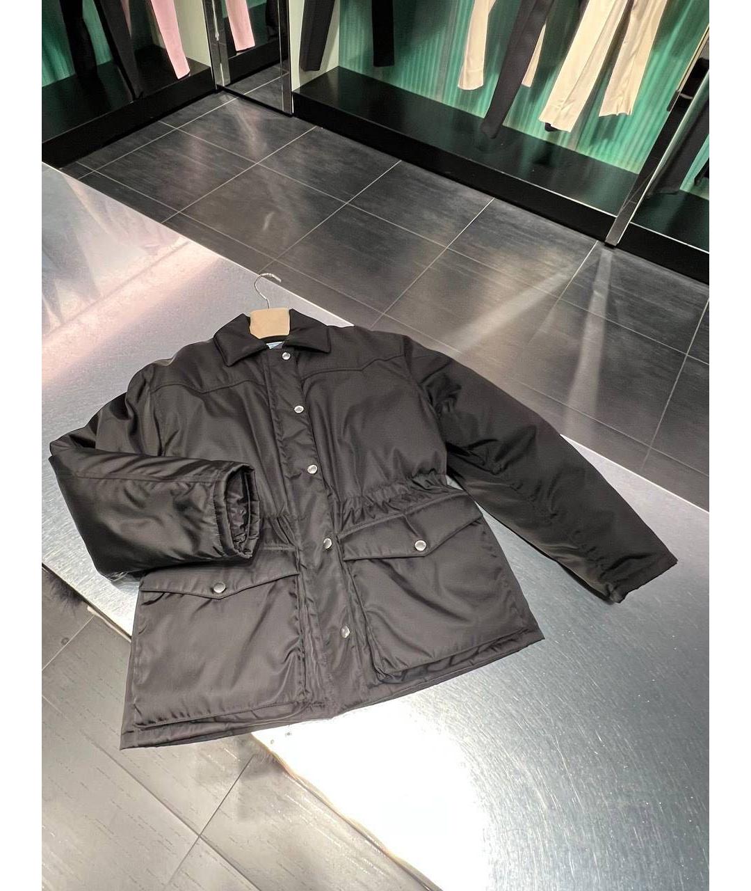 PRADA Черный полиуретановый пуховик, фото 7