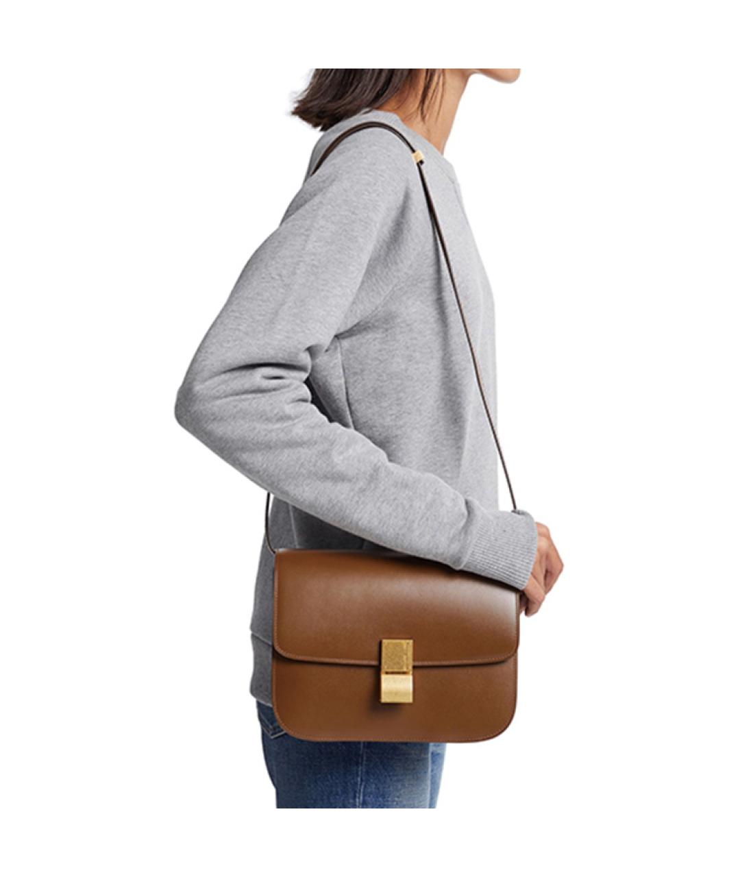 CELINE Коричневая кожаная сумка через плечо, фото 4