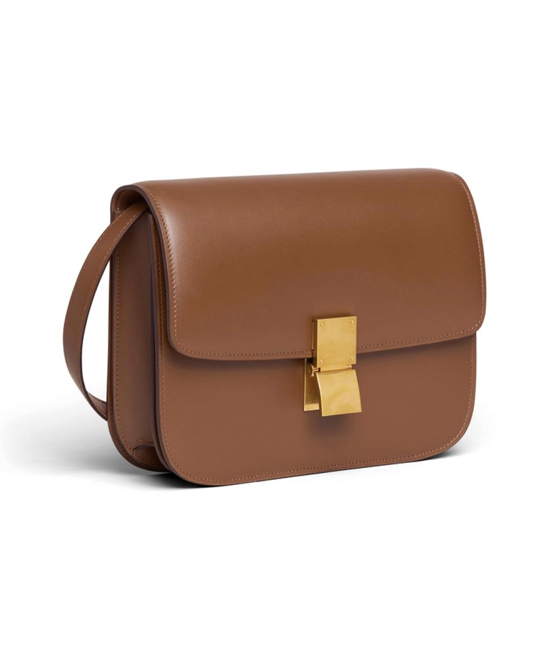 CELINE Коричневая кожаная сумка через плечо, фото 2