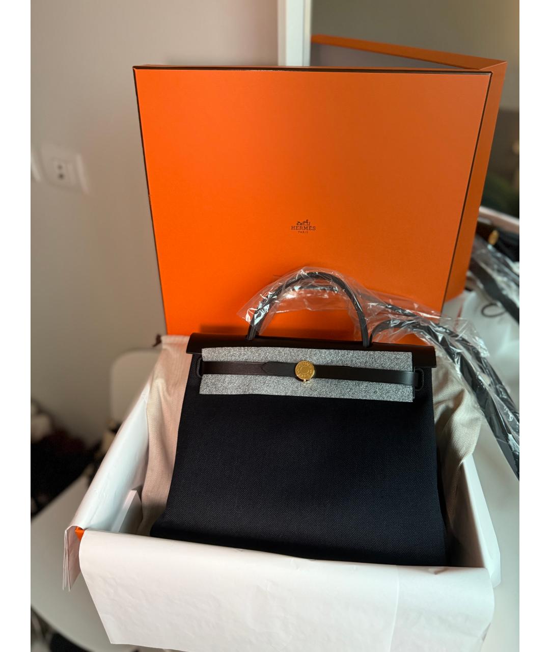 HERMES Черная тканевая сумка через плечо, фото 4