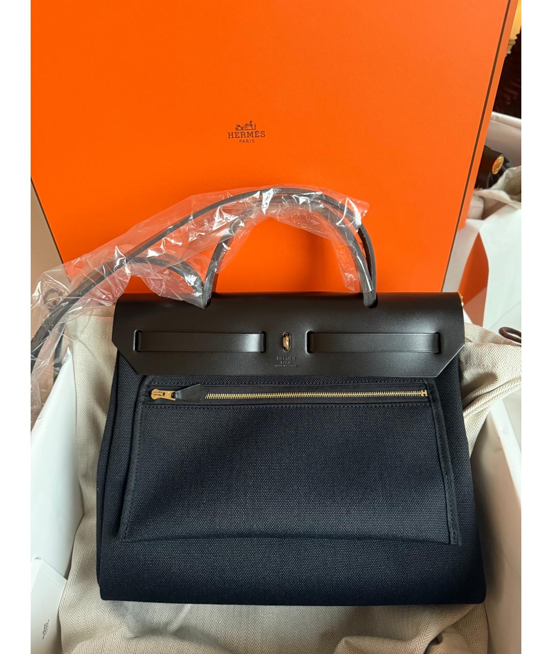 HERMES Черная тканевая сумка через плечо, фото 2