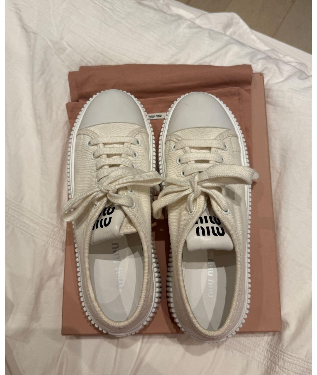 MIU MIU Белые текстильные кеды, фото 4