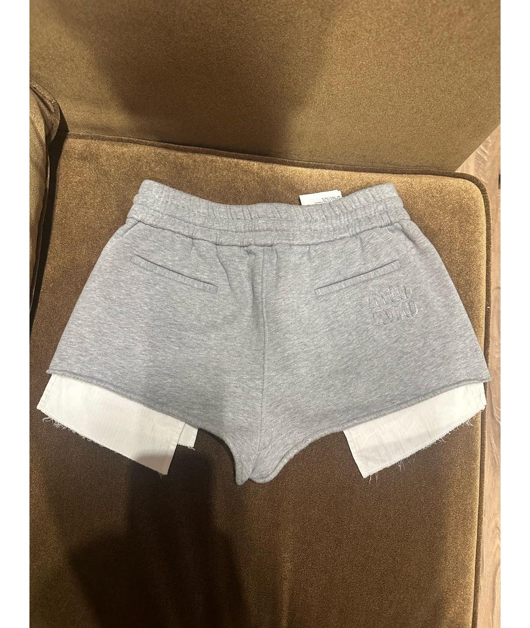 MIU MIU Серые хлопковые шорты, фото 2
