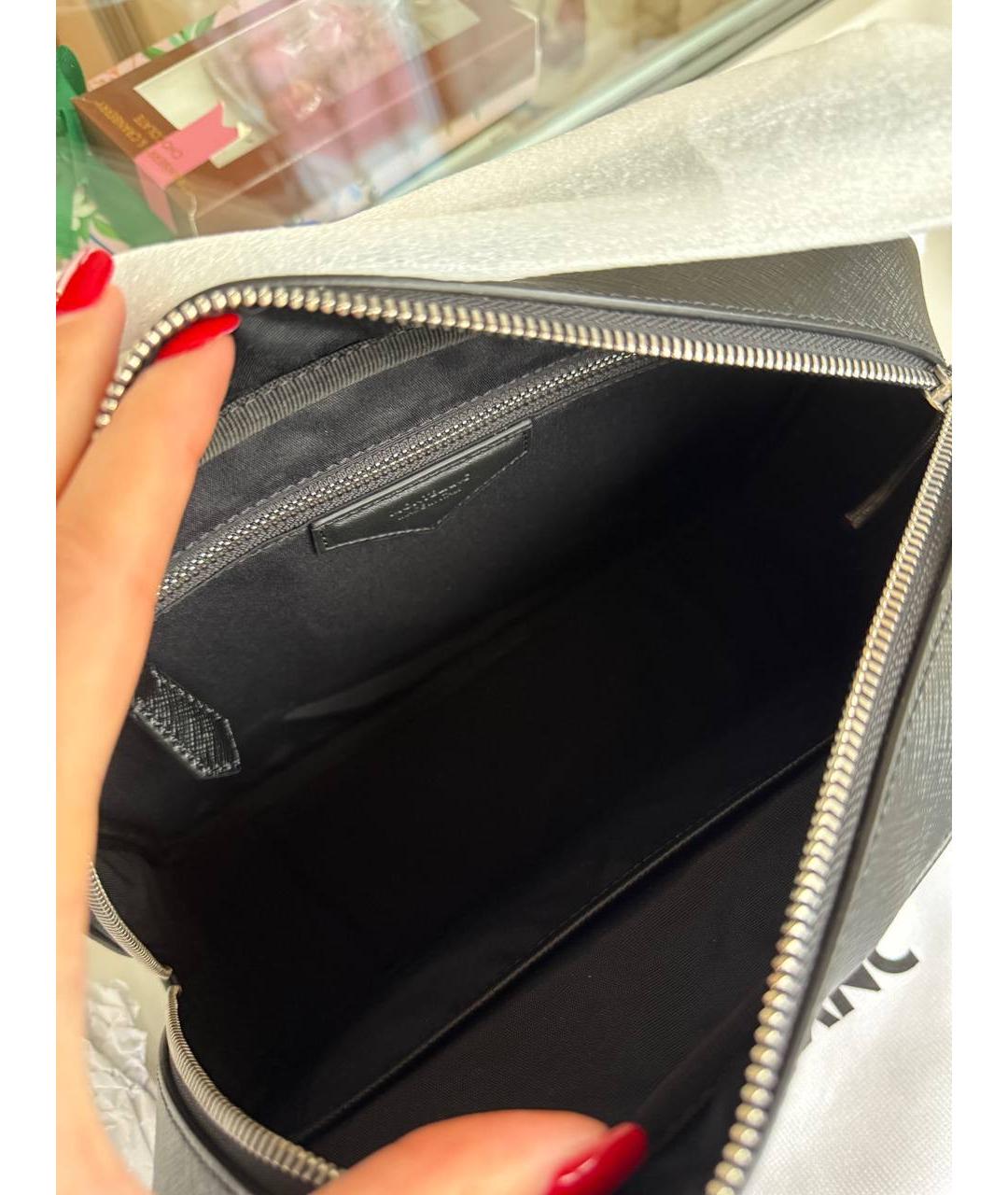 MONTBLANC Черная кожаная сумка на плечо, фото 4