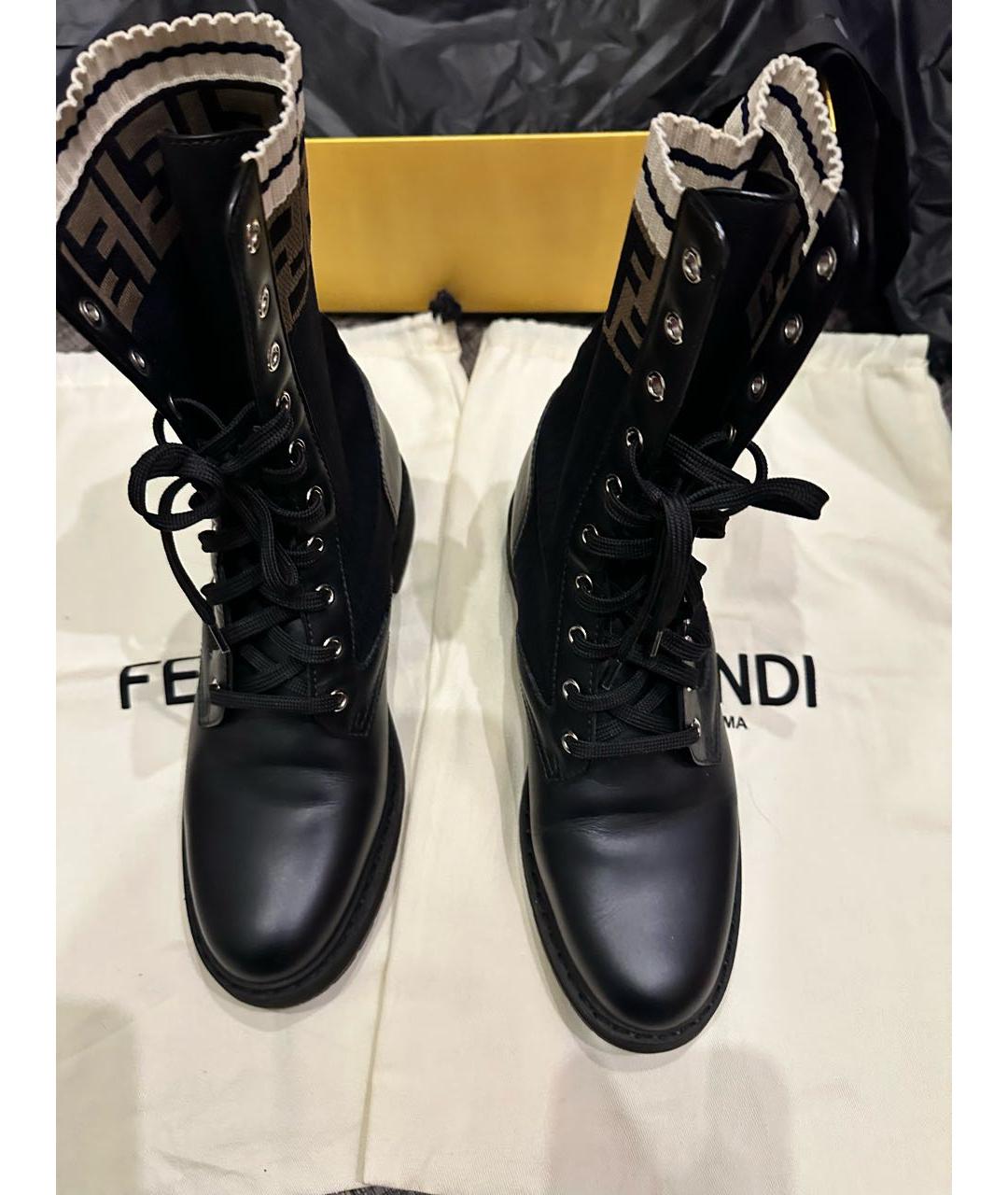 FENDI Черные кожаные ботинки, фото 6