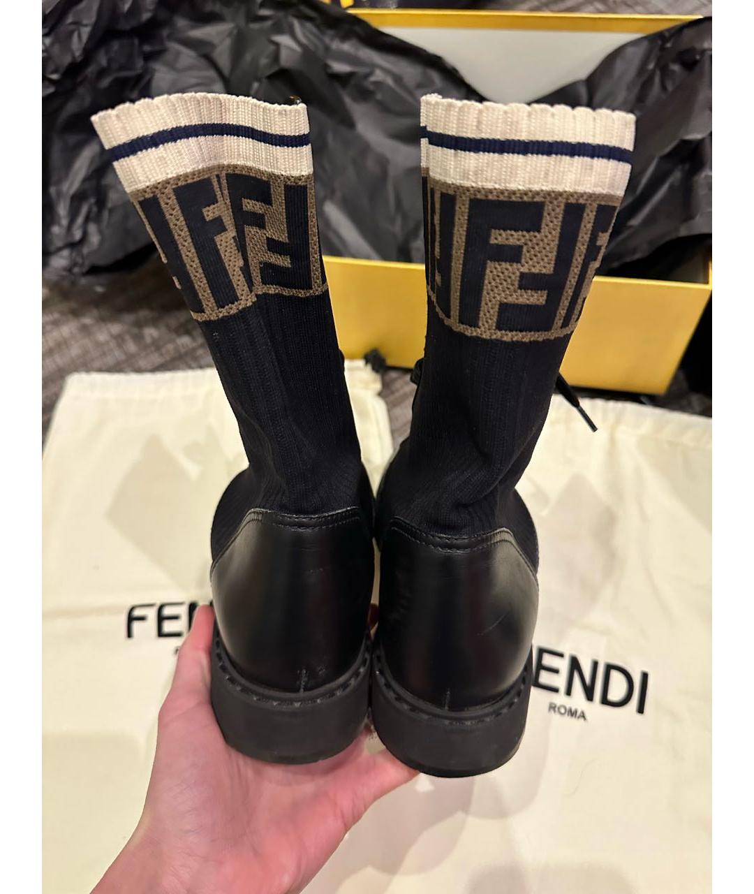 FENDI Черные кожаные ботинки, фото 3